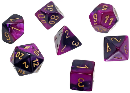 Mini Gemini 7-Die Set Black-Purple/Gold - Pastime Sports & Games