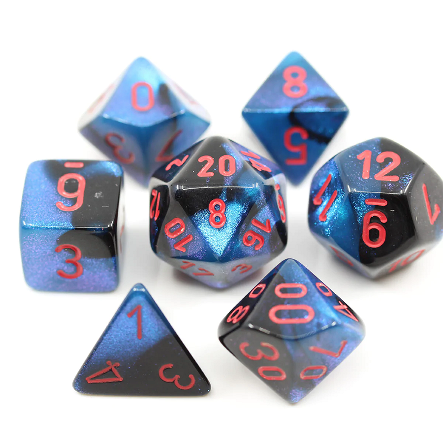 Mini Gemini 7-Die Set Black-Starlight/Red - Pastime Sports & Games
