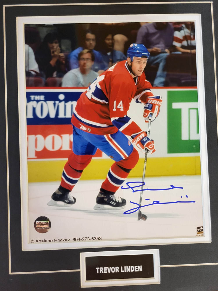 Trevor Linden Autographed 8X10 Montreal Canadiens Photo (Skating With Puck) - Pastime Sports & Games