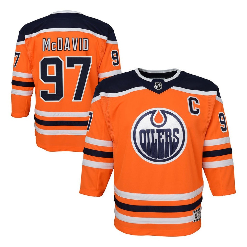 Edmonton Oilers Connor McDavid Youth Home Hockey Jersey (Orange Outerstuff) - Pastime Sports & Games