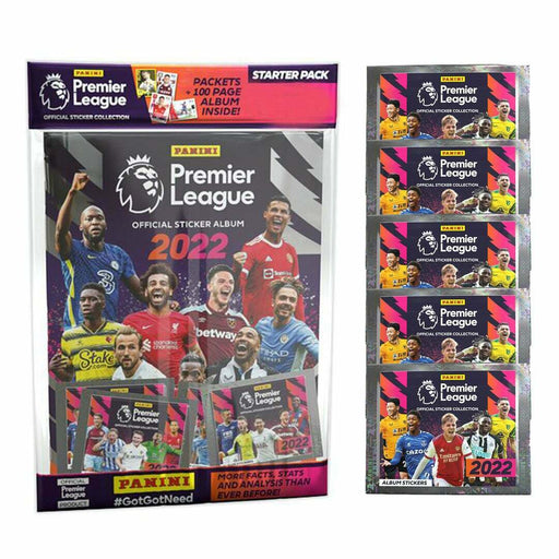 2022 Panini Premier League Mega Starter Pack 100 Page Album + 50 Stickers - Pastime Sports & Games
