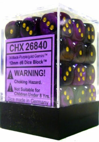 Chessex Gemini Black-Purple/Gold Dice - Pastime Sports & Games