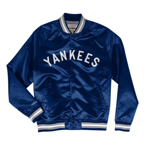 New York Yankees Mitchell & Ness Satin Lightweight Blue Jacket - Pastime Sports & Games