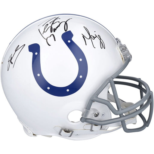 Peyton Manning, Marvin Harrison & Edgerrin James Autographed Indianapolis Colts Football Helmet - Pastime Sports & Games