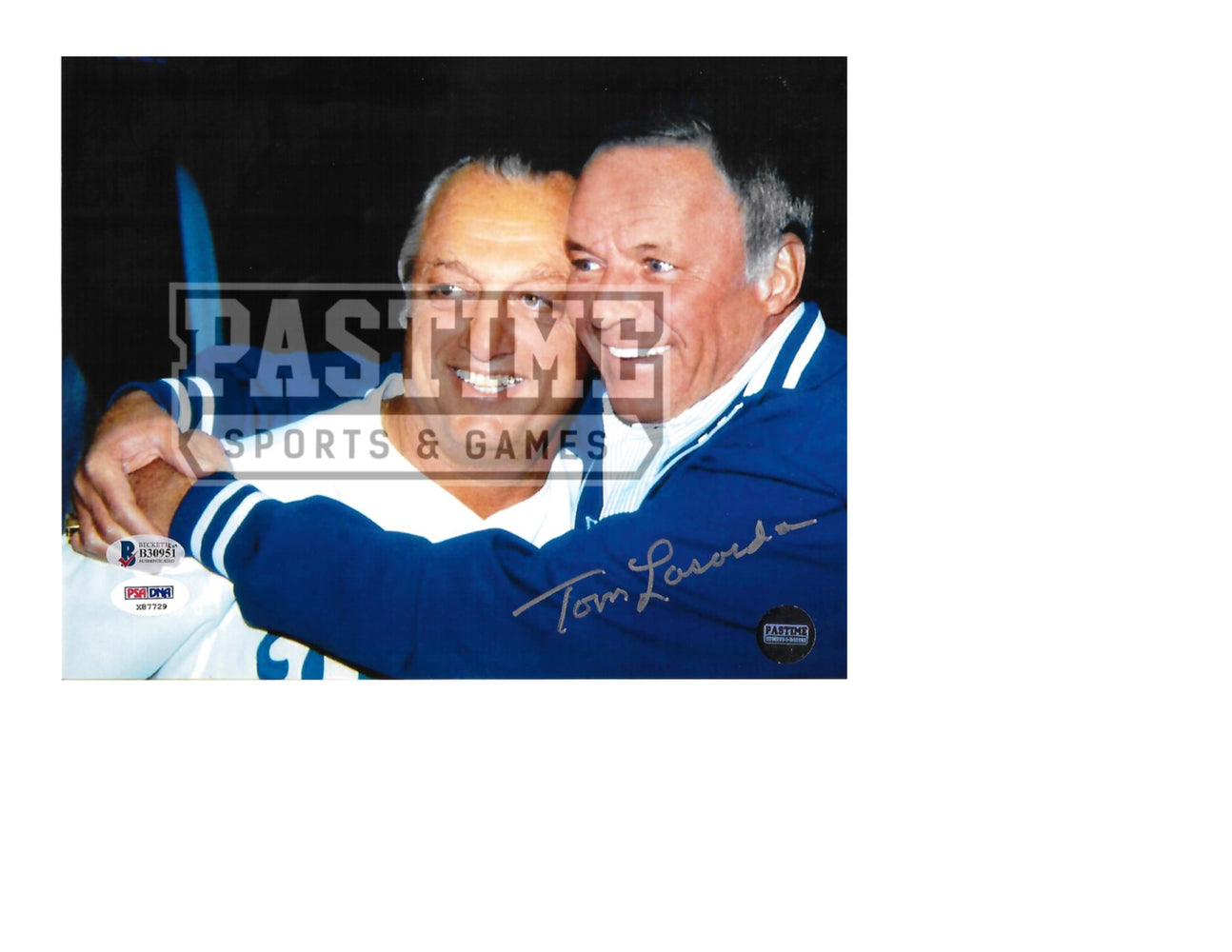 Tommy Lasorda Autographed 8X10 Los Angeles Dodgers (Hugging Sinatra) - Pastime Sports & Games