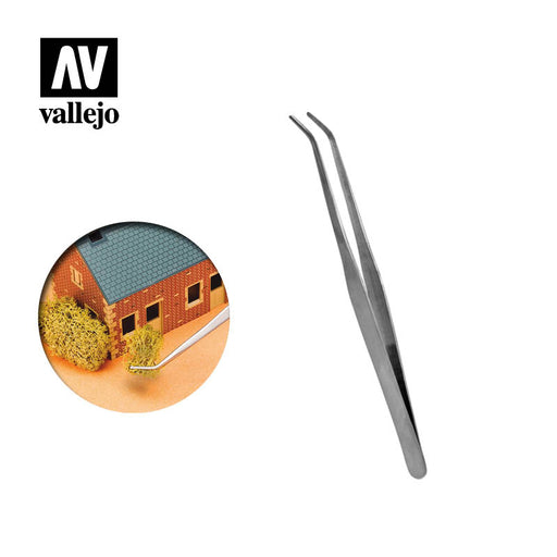 Vallejo Strong Curved Stainless Steel Tweezers (175mm) T12009 - Pastime Sports & Games