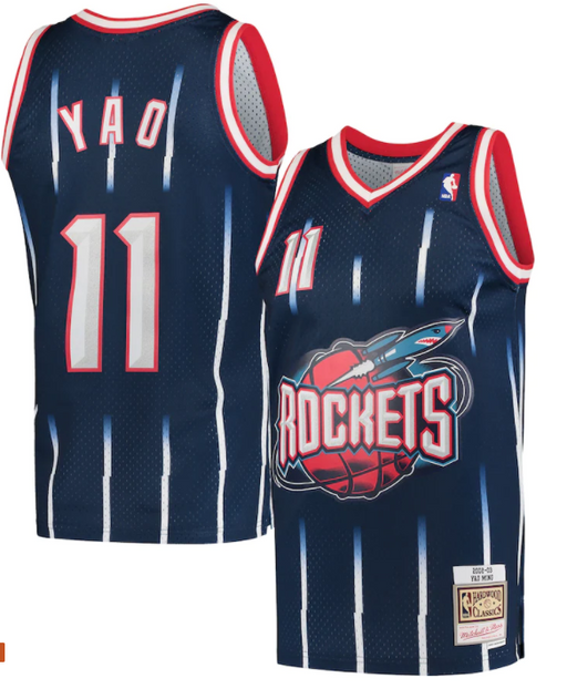2002/03 Houston Rockets Yao Ming Mitchell & Ness Navy Basketball Jersey - Pastime Sports & Games